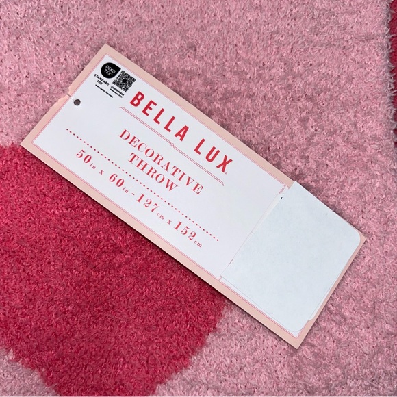 Valentines Pink Hearts Bella Lux Reversible Decorative Throw Blanket - Picture 4 of 7